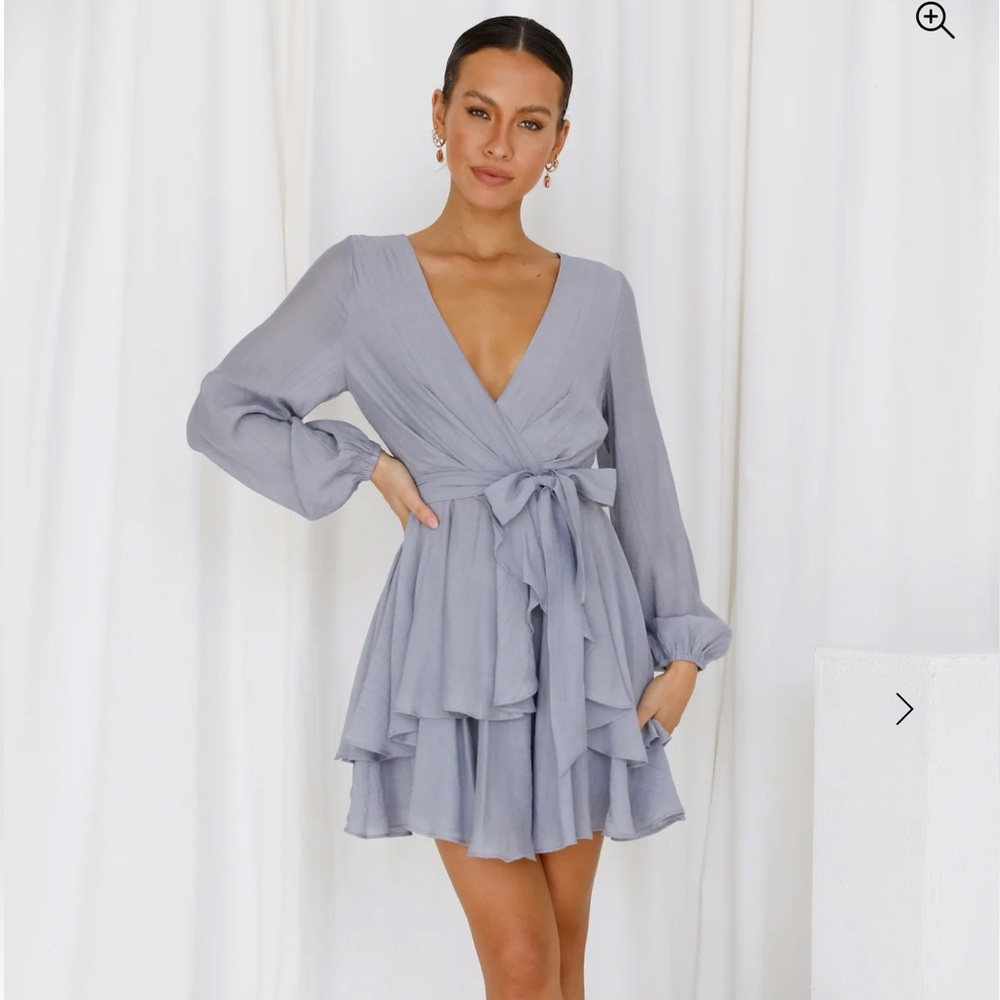 Hello Molly Soft Blue Long Sleeve Dress